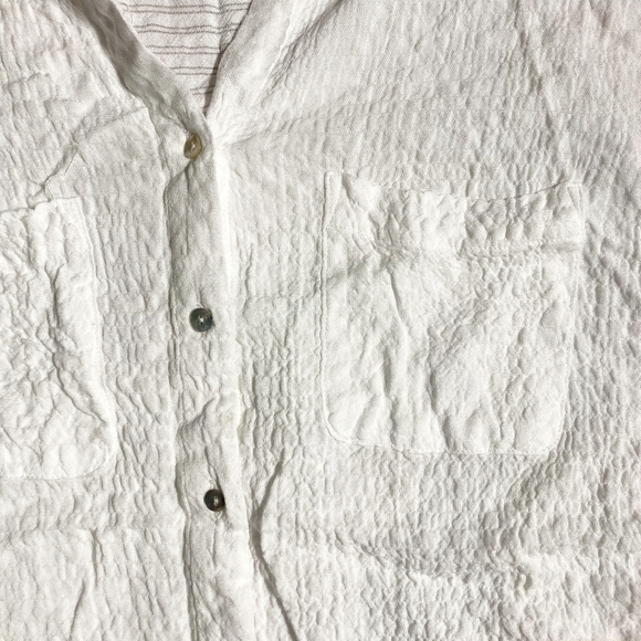 Jane and Delancy White Short Sleeve Button Down Shirt Loose Fit Women's XL EUC - Picture 3 of 6